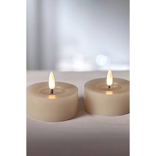FLOW batteridrevet fyrfadslys ø 7 cm 2-pak - Beige