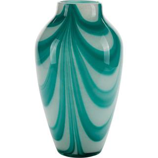 Bahne Interior - Vase med brede swirl striber, turkis - H35 cm.