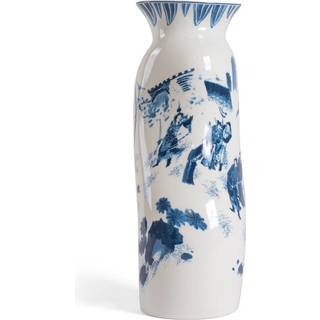 Seletti Vases - Porcelain Vase "Classics On Acid" King Wen - Cm 18X13.5 H. 39 in WHITE/BLUE PORCELAIN