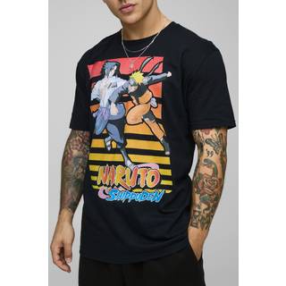 Mens Black Oversized Naruto Shippuden Anime License Printed T-Shirt