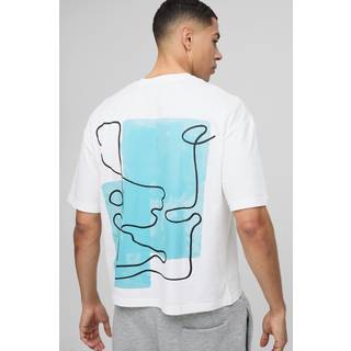 Mens White Oversized Boxy Line Drawn Graphic T-Shirt