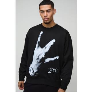 Mens Black Oversized Tupac License Print Sweatshirt