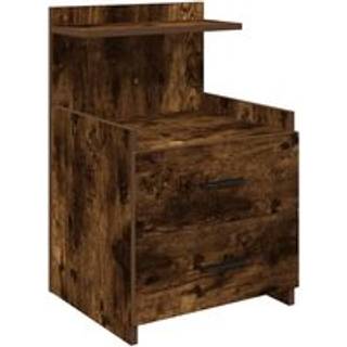 sengebord med 2 skuffer røget eg 40x36,5x62 cm