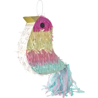RICE Pinata i fugleform - pink, gul, blå - stor