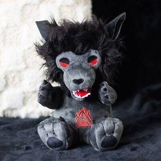 Schwarzer Gothic Werwolf aus Plüsch 20cm
