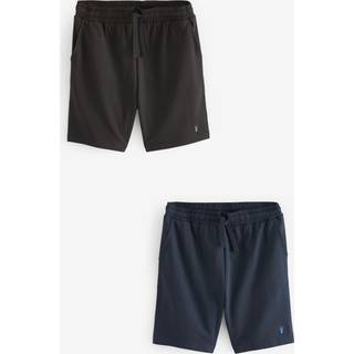 Next Black/Navy Blue Lightweight 100% Cotton Joggers Shorts 2 Pack