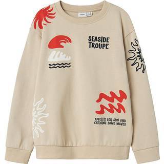 Name It Sweatshirt Peyote Med Print Og Broderi - Str. 11-12y 146/152cm
