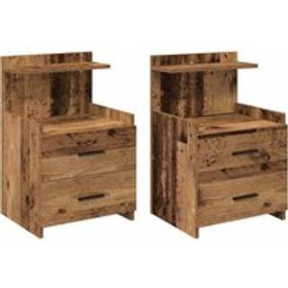 sengeborde 2 stk. med 2 skuffer gammelt træ 40x36,5x62 cm