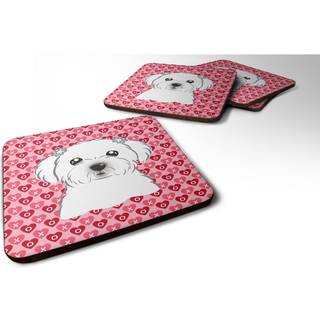 """" Caroline's Treasures Maltese Hearts Foam Coaster Set på 4 3,5 multicolor """"