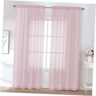 ChyHomenyc Sheer Curtains 84 tommer længde 2 paneler Sæt semi gennemsigtig Voile Rod Pocket Sheer Window Drapes til soveværelses seng baldakin st