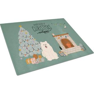 Caroline's Treasures CK7593LCB Samoyed Christmas Alle glasskæringsplade Stor dekorativt tempereret glas køkkenskæring og serveringsplade i stor s