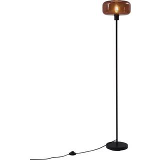 Retro gulvlampe sort med bronzeglas - Bizle