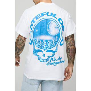 Mens White Regular Fit Grateful Dead License Printed T-Shirt