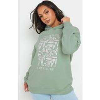 Yours Curve Yours Curve Green Tropical Hoodie