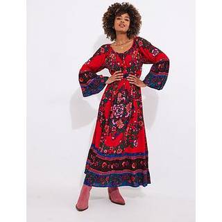Joe Browns Joe Browns Red Boho Print Shirred Waist Maxi Dress