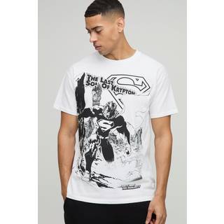 Mens White Oversized DC Comics Superman License Printed T-Shirt