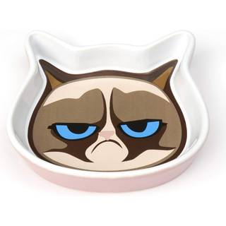Petrage G16091 Grumpy Cat lavvandet opvaskemaskine Safe Cat Face StoneWare Saucer 4,75-tommer bred 4,25-tommer lang 1-tommer h?j 4-ounce kapacite