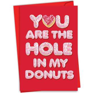 Nobleworks Cute Valentine's Card med konvolut - Hjertelig papirvarer Notecard til Valentines - Hul i mine Donuts C6775VDG