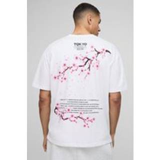 Mens White Oversized Cherry Blossom Print T-Shirt