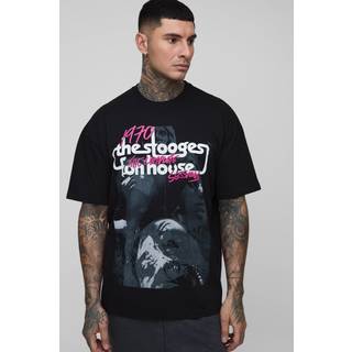 Mens Black Tall Oversized The Stooges License Print T-Shirt
