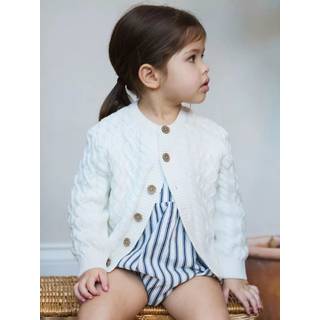 The Little Tailor The Little Tailor Baby Cream Fisherman Kabelstrik 100% Cardigan