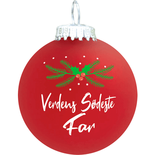 Julekugle Mat rød gran "Verdens Sødeste Far"
