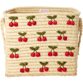 RICE Rice raffiakurv med hank 30x30 cm Kirsebær