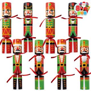 Joyin 8 pcs julefest bord favoriserer ingen snap festbord fordel med nøddeknækkerdesign til juleferie traditioner Xmas gave og julefest fordel