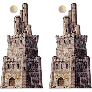 Beistle Jointed Castle Tower Photo Prop Backgrops 4 'Tall s?t med 2 - Middelalderlig v?gdekoration Festlig fantasy -temaindretning