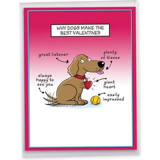 NobleWorks Jumbo Sjovt valentinsdag lyknskningskort 8,5 x 11 tommer med konvolut (1 pakke) Oversize Jumbo Dog Lovers J3167VDG