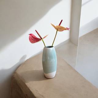 Mintgrøn Vase med Striber - Håndlavet i Japan