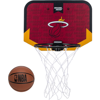 Franklin Sports NBA Miami Heat Mini Over Door Basketball Hoop - Børn indendørs mini Basketball Hoop med basketball - NBA Fan Shop Mini Hoop til s