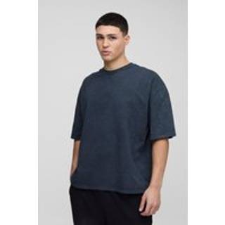 Mens Mid Navy Oversized Boxy Vintage Wash T-Shirt