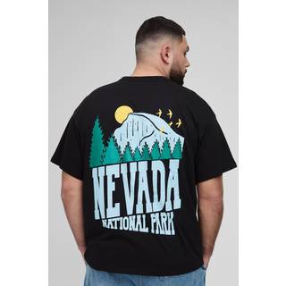 Mens Black Plus Oversized National Park Print T-Shirt