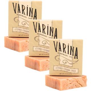 Varina Organic Citrus Cedar Sage Bar Soap - Gentle Cleansing for Sensitive Skin Earthy Scents - 3 Pack - Oplev sund og glødende hud