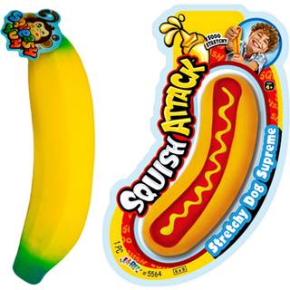JA-RU PRETHERY BANANA & SQUISHY HOT Dog (2 enheder) Mad og frugt fidget legetøj til børn og voksne. Terapi Stress Relief Toys & Party favoriserer