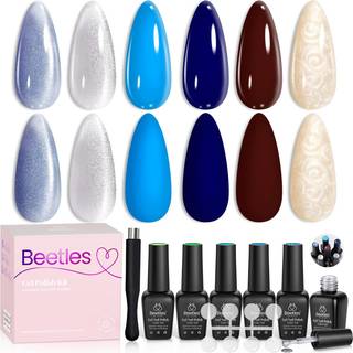 Beetles Winter Cat Eye Gel Polsk blå brun gel neglelak 6 farve charme metamorf tema med magnet neglel polering til salon gel manikyr negl kunst D