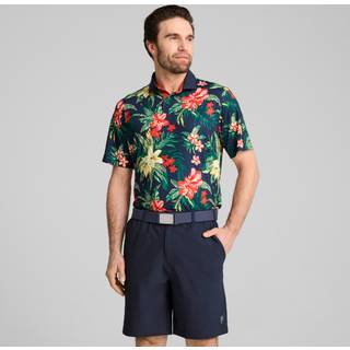 Men's Puma x PALM TREE CREW Floral Polo T-Shirt, Blue T-Shirt, Size XXL T-Shirt, Clothing - Deep Navy - XXL