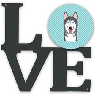 """" Caroline's Treasures Checkerboard Blue Alaskan Malamute Metal Artwork Love Wall-Decor multicolor """"