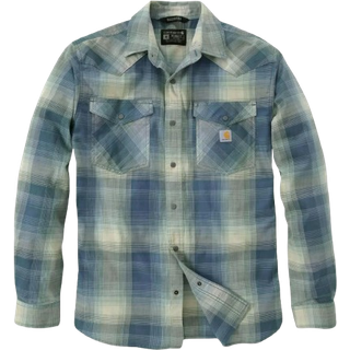 Carhartt Snap-Front Plaid Shirt Skjorte Herrer størrelse S farve turkis