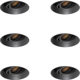 Sæt med 6 moderne indbygningsspots sort GU10 rund trimless - Oneon Honey