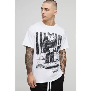 Mens White Oversized The Wombats License Printed T-Shirt