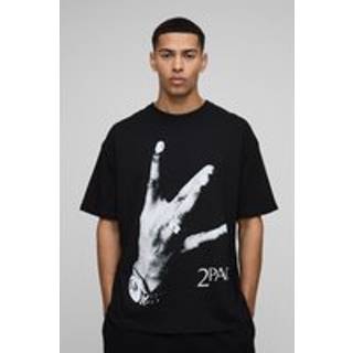 Mens Black Oversized Tupac License Printed T-Shirt