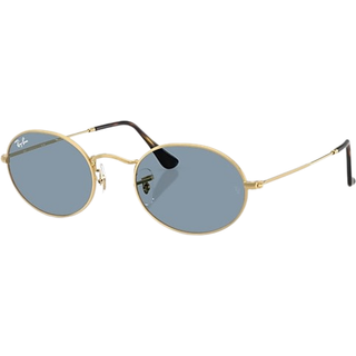 Ray - Ban Unisex RB3547 OVAL 001/56 Solbriller Metal Guld Blå Rund Normal