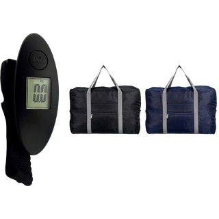 Kabinetaske til Ryanair, Wizz, Easyjet - 2 stk. lille håndbagage i sort og mørkeblå & Digital Bagagevægt - 40 kg max