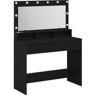 Makeupbord Med Hylde Sort Eg 100 X 41 X 135 Cm Konstrueret Træ