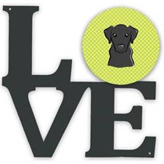 """" Caroline's Treasures Checkerboard Lime Green Black Labrador Metal Artwork Love Wall-Decor multicolor """"