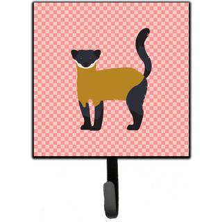 """" Caroline's Treasures Yellow-Throated Marten Pink Check Wall Hook Small Multicolor """"