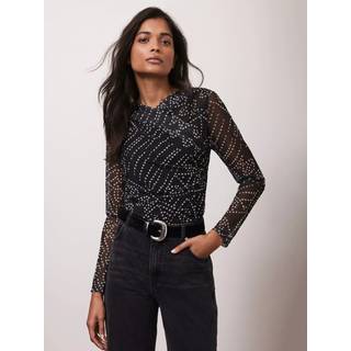 Mint Velvet Prikker Tryk Mesh TopSmall