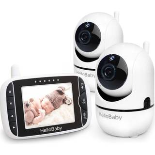 Hellobaby Baby Monitor med fjerntliggende pan-tilt-zoom-kamera og 3.2 '' LCD-skærm Infrarød nattesynstemperatur Display Lullaby Tovejs lyd med væ